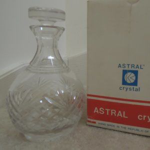 Astral Cut Crystal "Joan" Decanter Vtg 80s  Belly Style Decanter NEW w/box